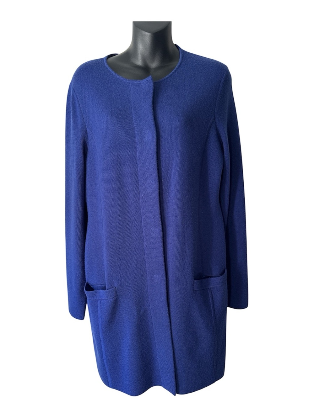 Talbots Purple Midi Tunic Cardigan 100% Merino Wool Size M.